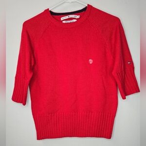 Tommy Hilfiger Pullover Half Sleeve Casual Ribbed Knit- red size M